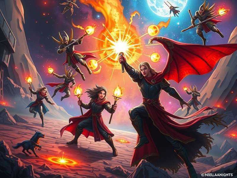 Nebula Knights cosmic battle scene